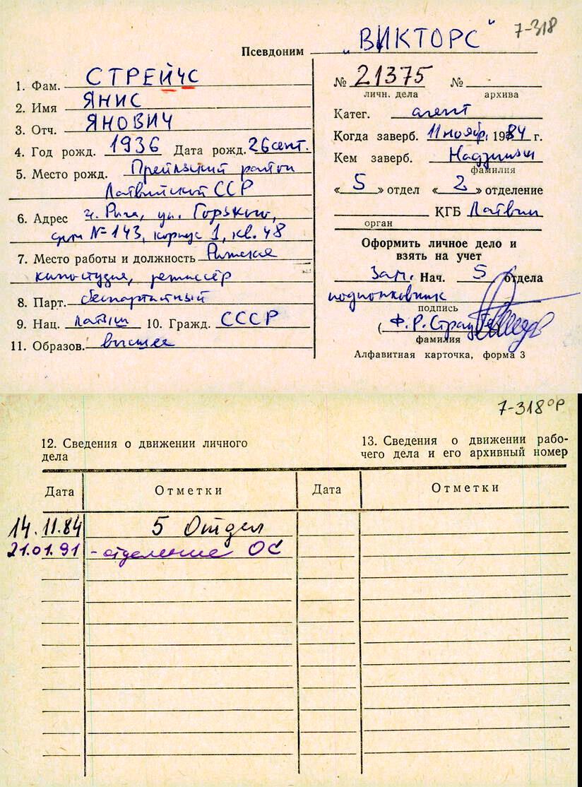 Побіжний погляд на опубліковану картотеку агентів КДБ в Латвії   У 1991 році в столичній Ризі і в Латвії в цілому вдалося взяти максимально повні для пострадянських країн картотеку і архів КДБ